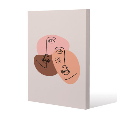 modern contemporary minimalist woman portrait Slim Style Canvas Print, 15mm Slim Real wood.