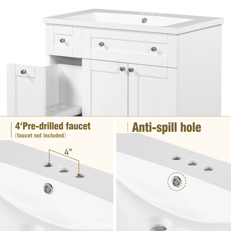 Ronning 30 Bathroom Vanity with Single Sink-Combination Under Counter Sink and Storage Cabinet Vanity Winston Porter Base Finish: White