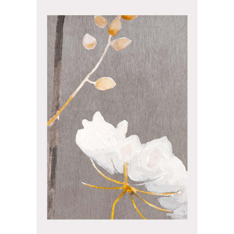 " Big White Flower ", 19" H x 13" W, Medium Grey