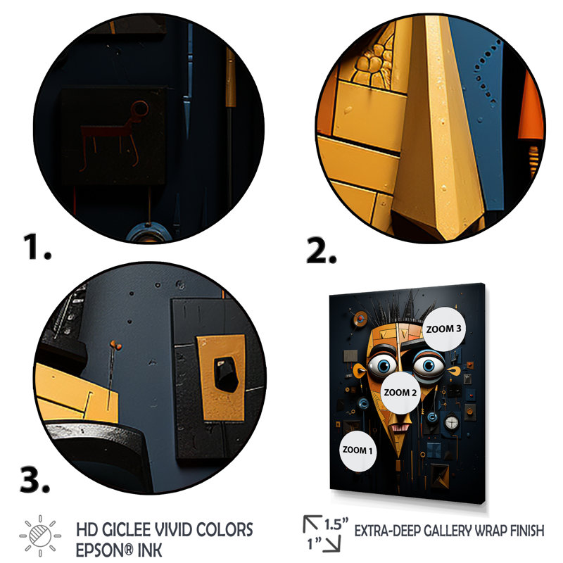" Yellow And Black Robot Revolution ", 20" H x 12" W x 1" D, Black Floater Framed