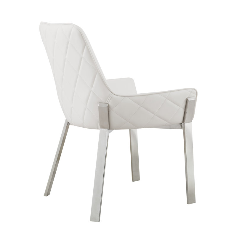 Chaise d'appoint rembourrée et capitonnée, Blanc
