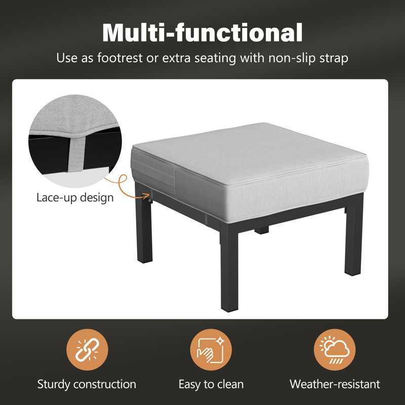 Ensemble de conversation d'extérieur en aluminium avec coussins 6 pièces Brandtley, Gris clair