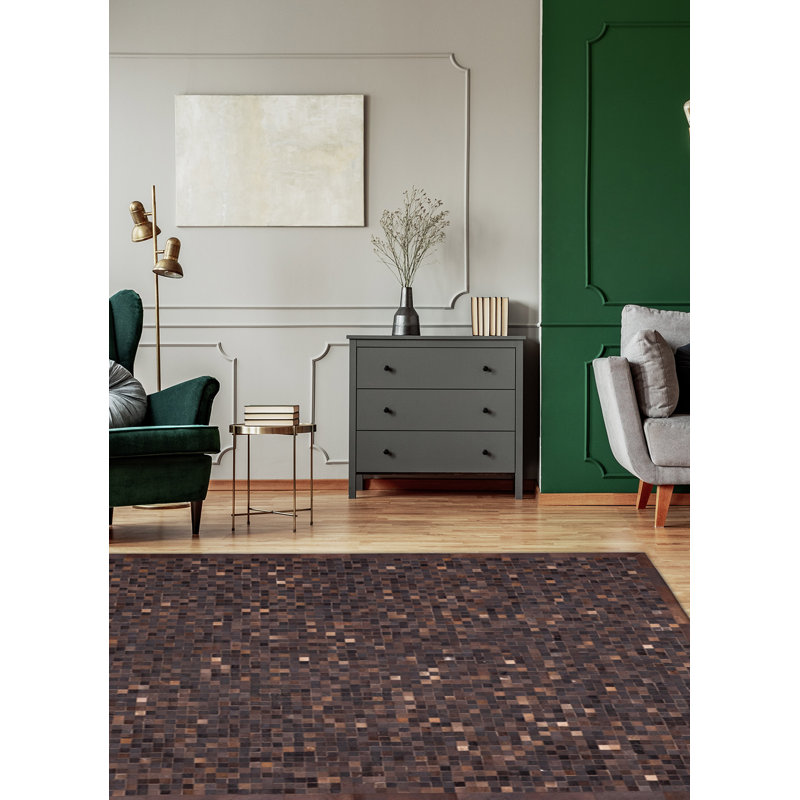 Cowhide Patchwork Brown Rug 8'1" x 10'0"