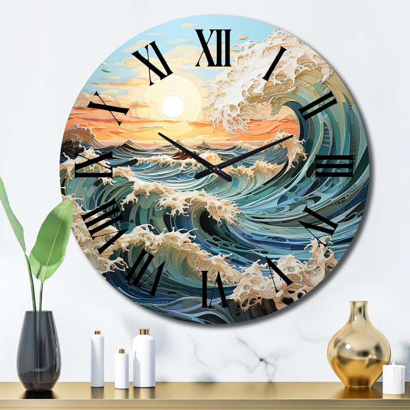 Kinetic Art Kinetic Waves II - Horloge murale nautique et de plage, Grand