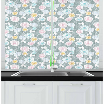 Floral Pointed Kitchen Curtain