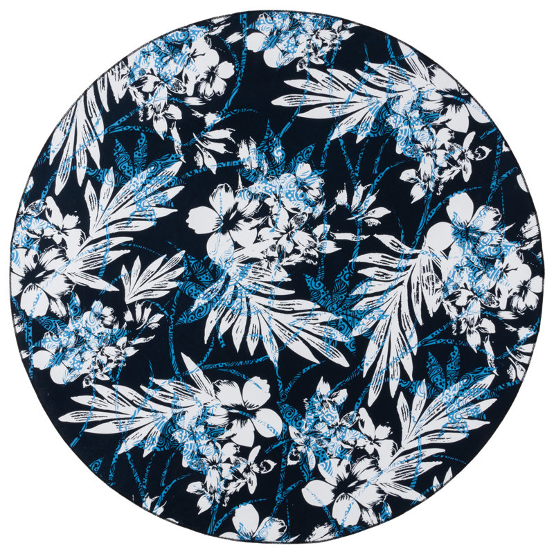 Tapis noir / bleu Amalea 825, Rond 6 pi