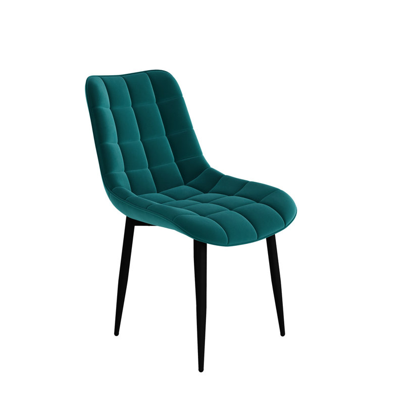 Bierman 45cm H Tufted Upholstered Upholstered Back Side Chair, Green Velvet, Set of 6