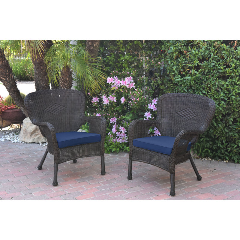Batchelder Wicker Outdoor Lounge Chair, Midnight Blue, Espresso