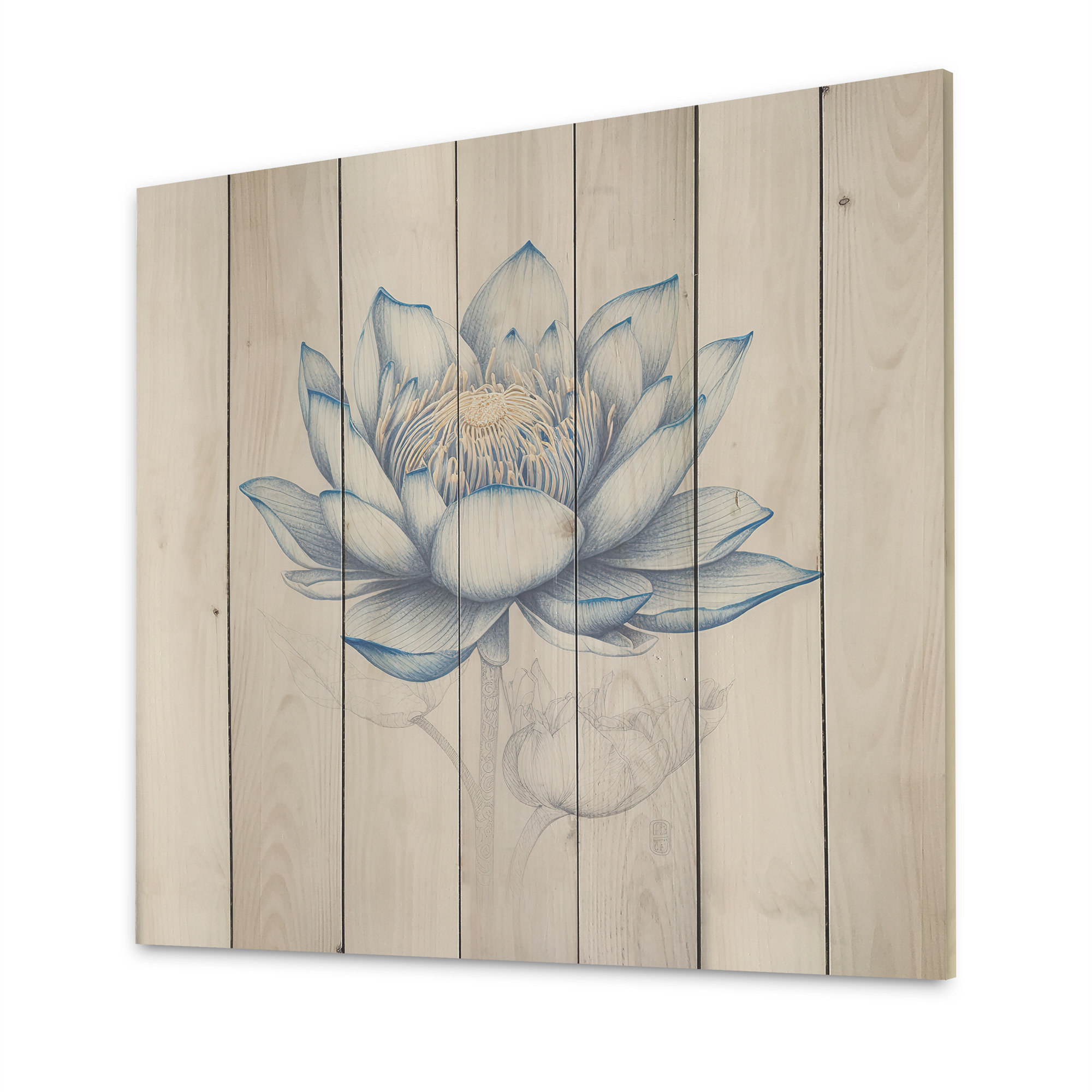Red Barrel Studio Vintage Blue Lotus II - Floral Lotus Wood Wall Art ...