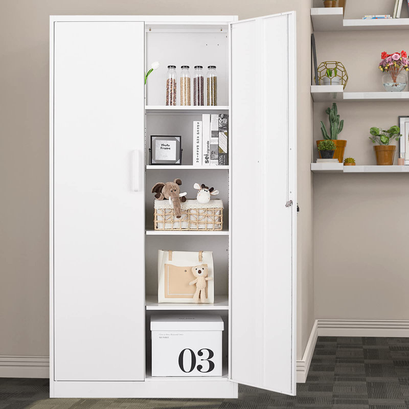 Armoire de rangement simple en métal (H 72 po x l 36 po x P 18 po), Blanc