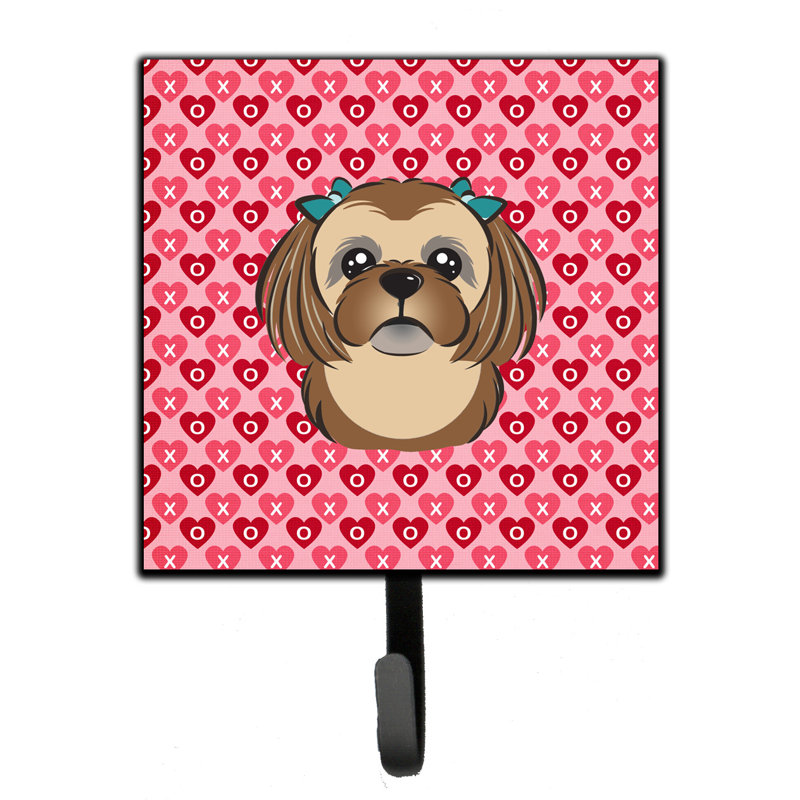 Brister Metal Wall Organizer with Key Hooks, Brown/Black, Chocolate Brown Shih Tzu
