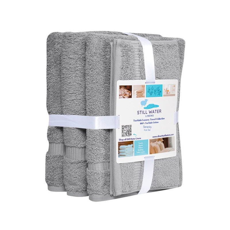 Ensemble de serviettes Serenity Luxury Hotel Turkish, 6, Argent argent