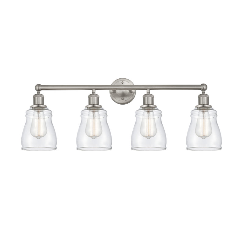 Éclairage pour meuble-lavabo de salle de bain 31,75 pouces 4 lumières Mccarver, Blanc, Cuivre antique