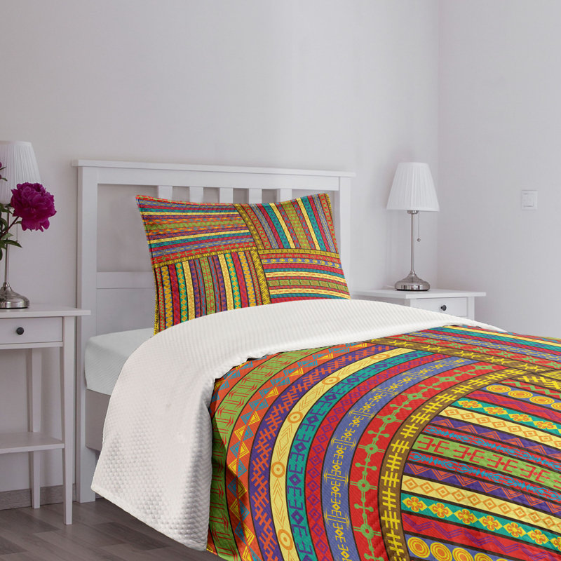 Colorful Quilted Twin Bedspread Set with Pillow Sham