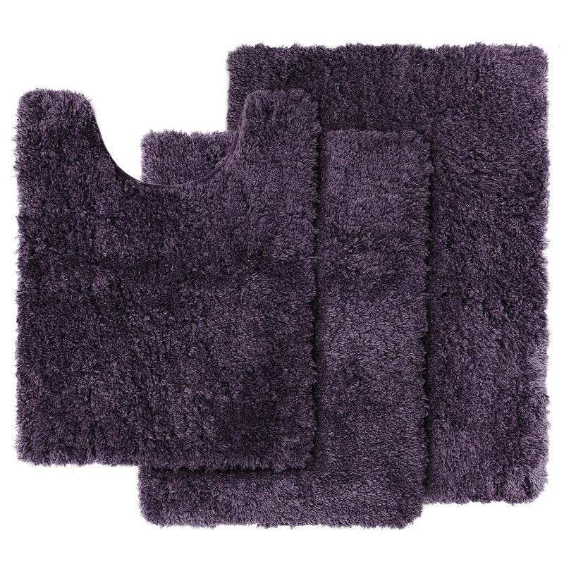 Ensemble de 3 tapis de salle de bain Kriebel, Mauve