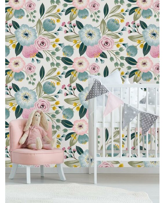 Rosalind Wheeler Stalham Peel & Stick Floral Roll | Wayfair