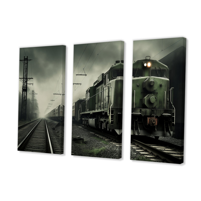 «Comforting Moody Train Journey II», ensemble d'art sur toile, H 28 po x l 36 po x P 1 po