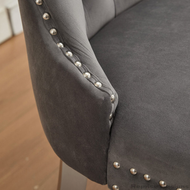 Banc en velours pour causeuse double, Gris, Argent argent