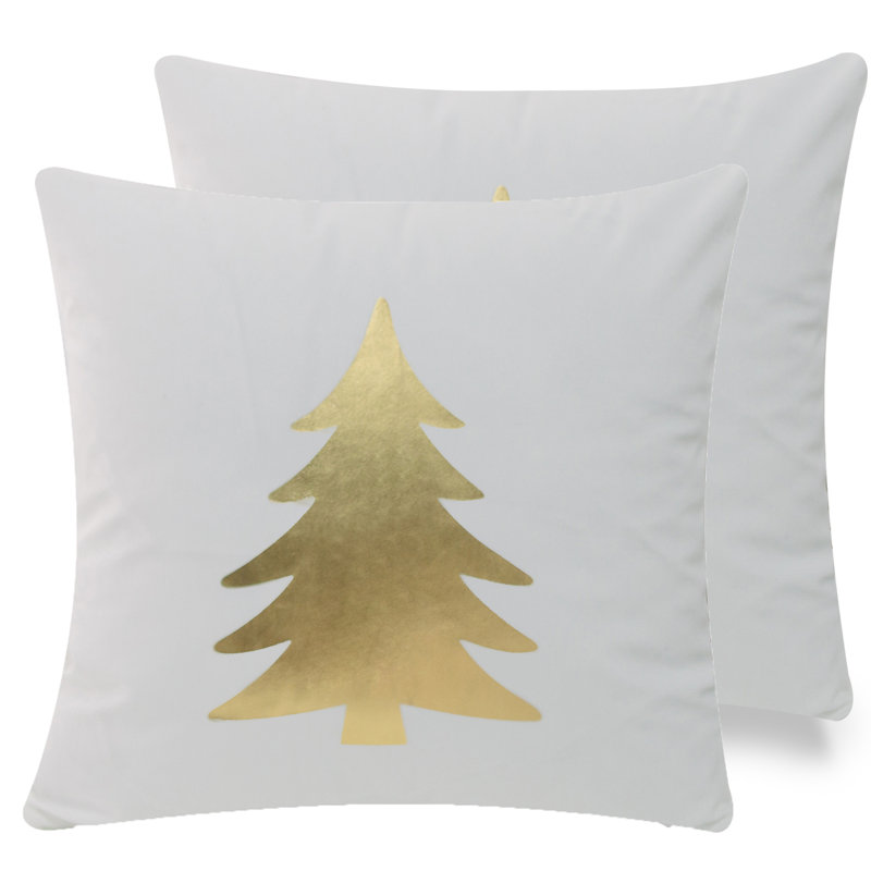 Christmas Gold and Silver Square Pillow Cover, Gold