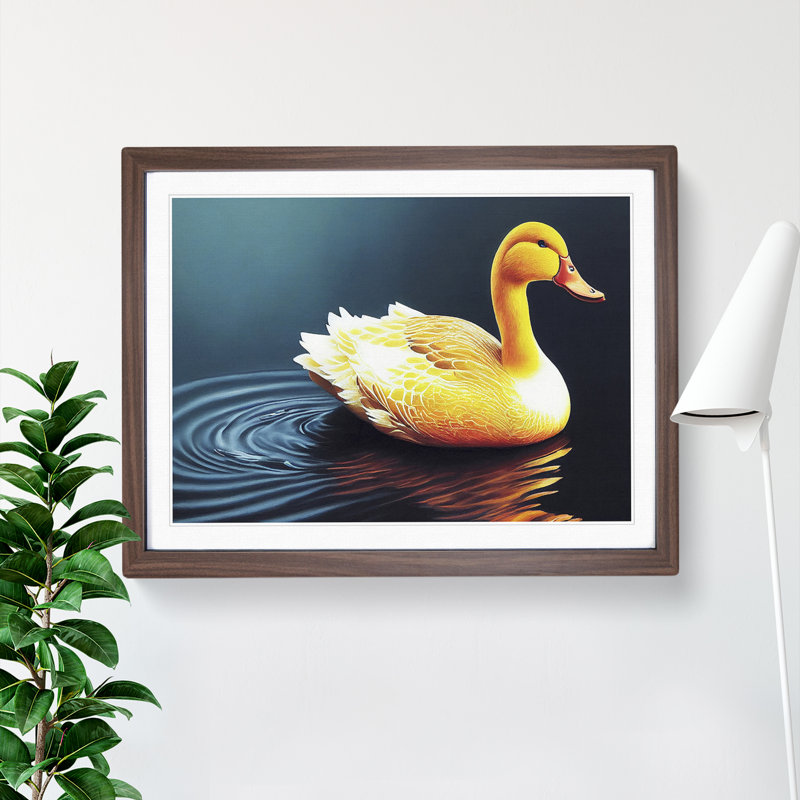 Masterful Duck - Single Picture Frame Painting, 34cm H x 46cm W x 2cm D, Walnut