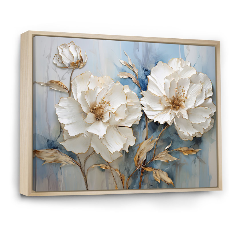 Minimalisme, œillets blancs sur toile, H 30 po x l 40 po x P 1,5 po, Cadre naturel flottant