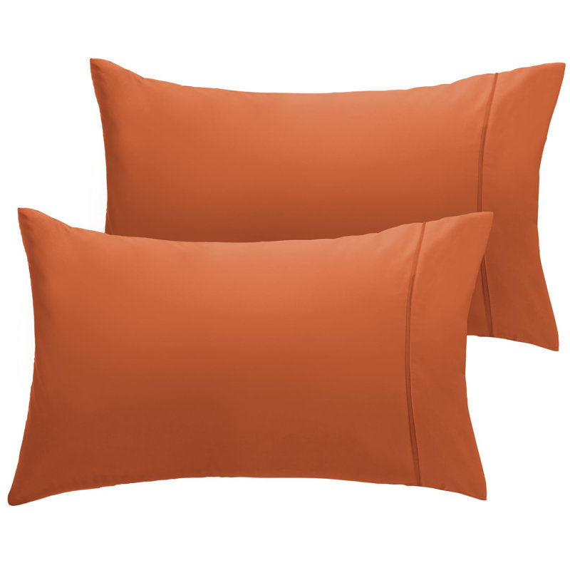 LuxClub 2 PC Autumn Orange Queen Performance Microfiber Solid Pillowcase Set, Standard Pillowcase, Autumn Orange