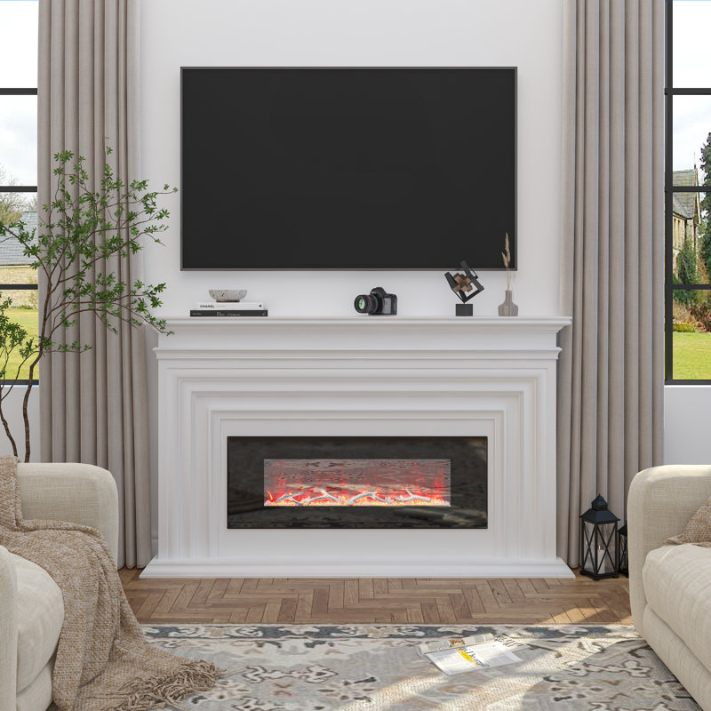 Wall-Mounted Electric Fireplace, 17.72" H x 50" W x 5.4" D