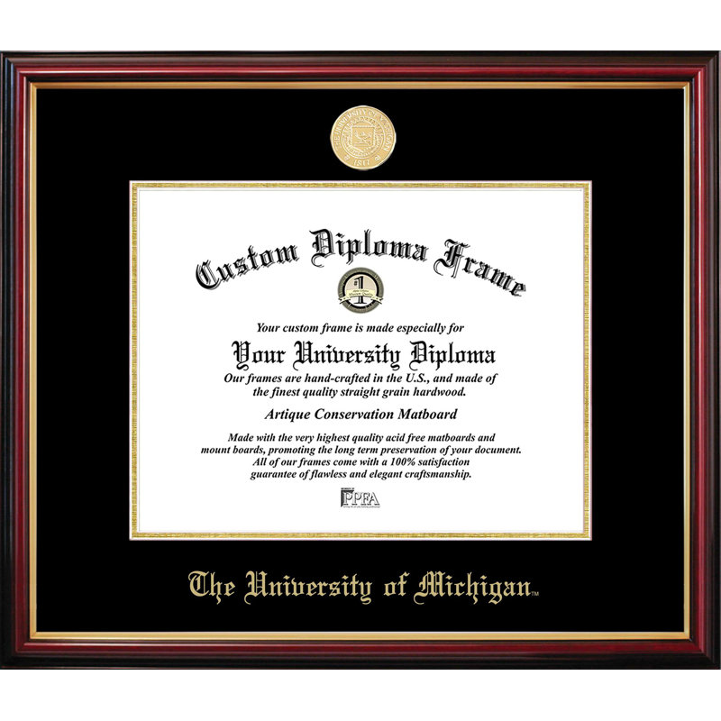 Cadre de petit diplôme de l'Université du Michigan, L 11 po x H 8,5 po, NCAA Michigan