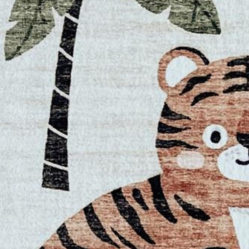 Tapis juvénile d'animaux de zoo 7 pi x 10 pi brun et vert