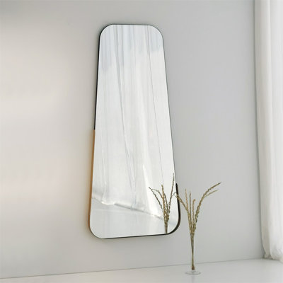 Wattie Modern Gold Standing Mirror, 23.6 x 51.2 Inches | 100% MDF Frame with 100% Metal Accents | Ecological Flotal-E Mirror with PVC Edge Bands | Elegant Design for Home Decor, Dressing Rooms & Entryways