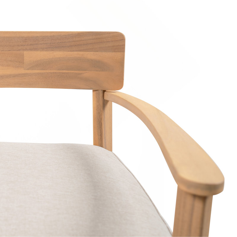 Fauteuil club en bois d'acacia avec coussin de siège, ensemble de 1