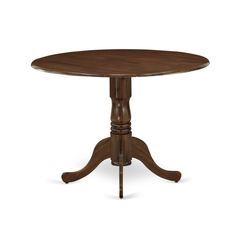 Philipston Dining Room Table - a Round Solid Wood Table Top with Dropleaf & Pedestal Base, 42x42 Inch, Walnut, Walnut, Walnut