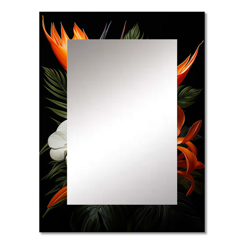 Birds Of Paradise Paradise I - miroir mural oiseaux traditionnels, impression sur métal, 32 po x 24 po