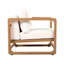 Méridienne d'extérieur, fauteuil club en bois d'acacia, siège surdimensionné avec ensemble de coussins blancs