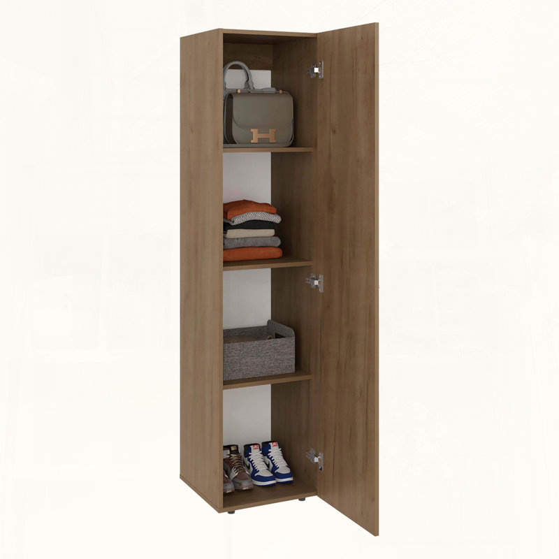 Armoire mince en chêne naturel à 4 tablettes, Chêne