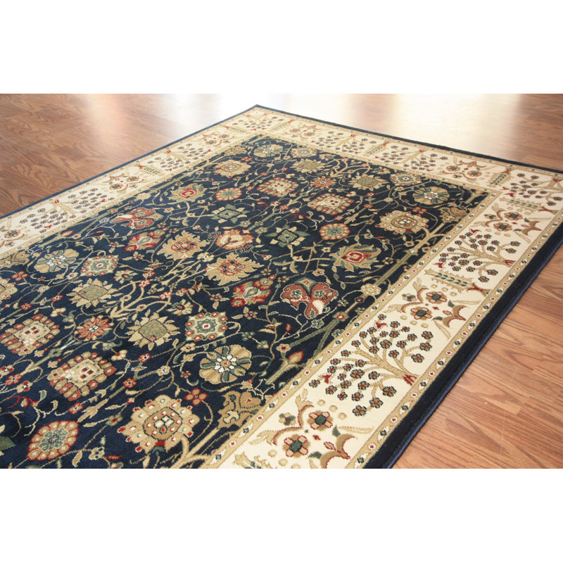 Tapis bleu marine Eli-Joseph Elegance, Rectangle 5 pi 3 po x 7 pi 9 po