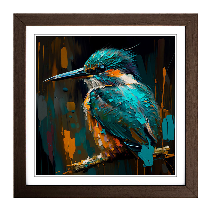 Kingfisher Palette Knife - Framed Print, Walnut