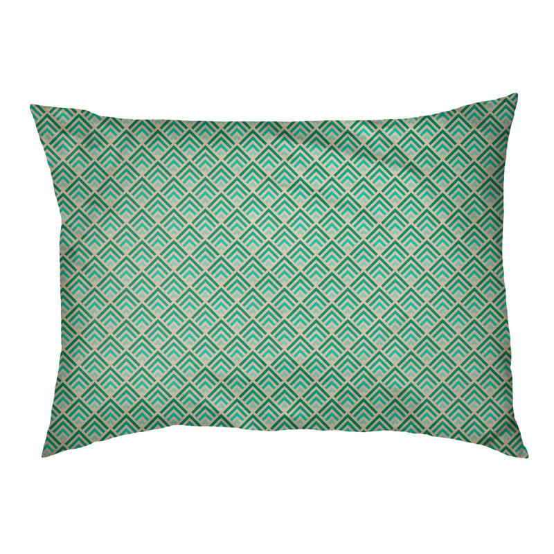 Coussin de créateur géométrique à chat dégradé reverse Campion, L 29,5 po x l 19,5 po, Jaune / vert