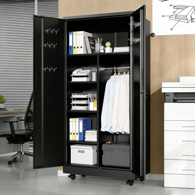 Armoire de rangement à roulettes avec portes verrouillables