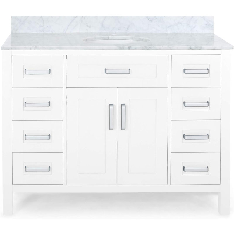 Ensemble de meuble-lavabo simple 49 po avec plateau en marbre Cristba, Blanc