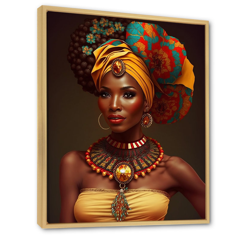 Beauté contemporaine africaine - impression, Cadre naturel flottant, H 20 po x l 12 po