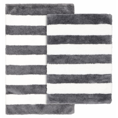 Ronning Beach Stripe Nylon and Polyester 2 Piece Bath Rug Set with Non-Slip Backing