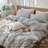 MooMee Striped Duvet Cover Set 100% Washed Cotton Linen Like Textured-111721002-105229476