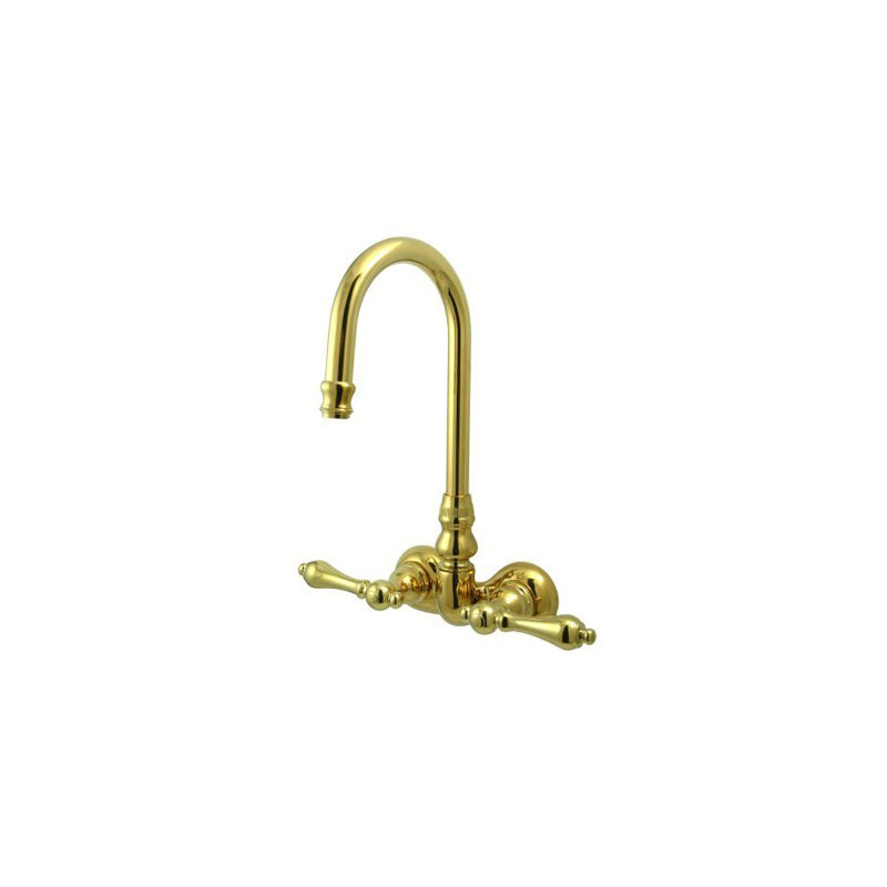 Hot Springs Double Handle Wall Mounted Clawfoot Tub Faucet, Polished Brass