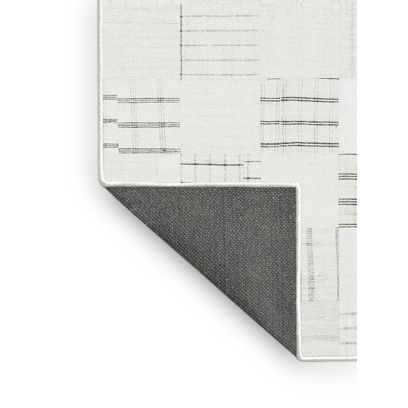 Tapis abstrait crème / gris, Rectangle 7 pi x 10 pi