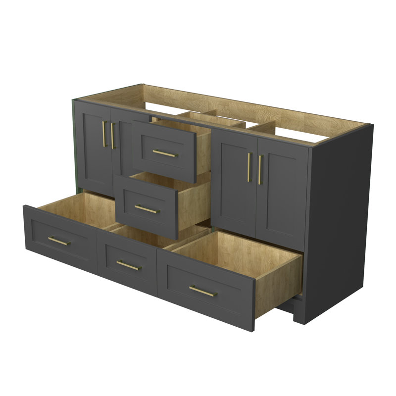 Base de meuble-lavabo double Taranika, Gris foncé