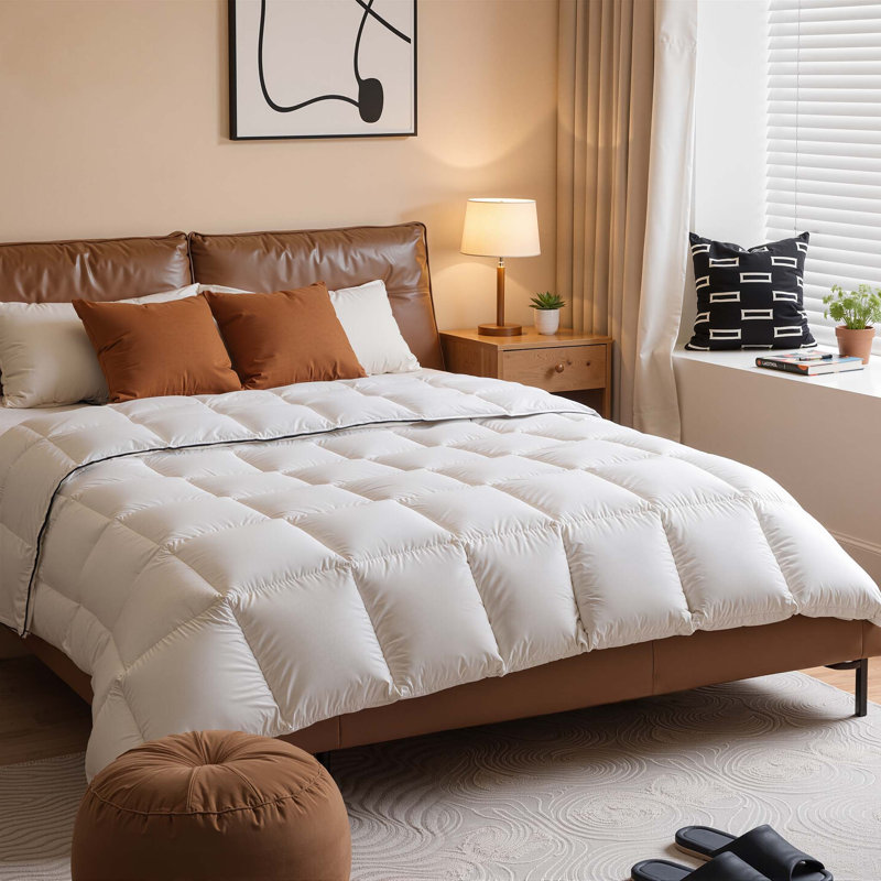 Luxury Down Feather Comforter, 800 Fill Power & Lightweight, Plush Hotel Duvet Insert for Cloudlike Comfort,Available in Oversized King Sizes (120 * 98in) and White