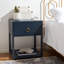 Elegant Yudi 21'' W Acacia Nightstand – Modern Wood Bedside with Gold Pull Drawer and Storage Shelf-1053178625