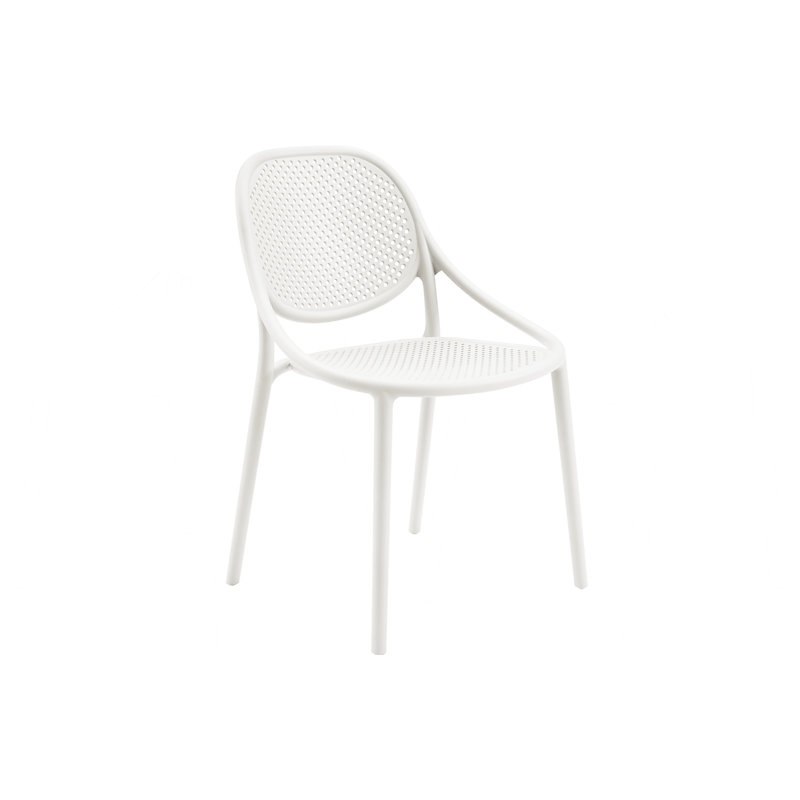 Ensemble de 4 fauteuils de salle à manger empilables modernes et contemporains de 81 cm de hauteur - Chaises de patio blanches