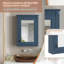 Armoire à pharmacie murale de 20 po avec miroir - Armoire de rangement de salle de bain bleue avec tablette réglable, porte à fermeture en douceur, bois massif et panneau de fibres à densité moyenne - Économiseur d'espace au-dessus de la toilette